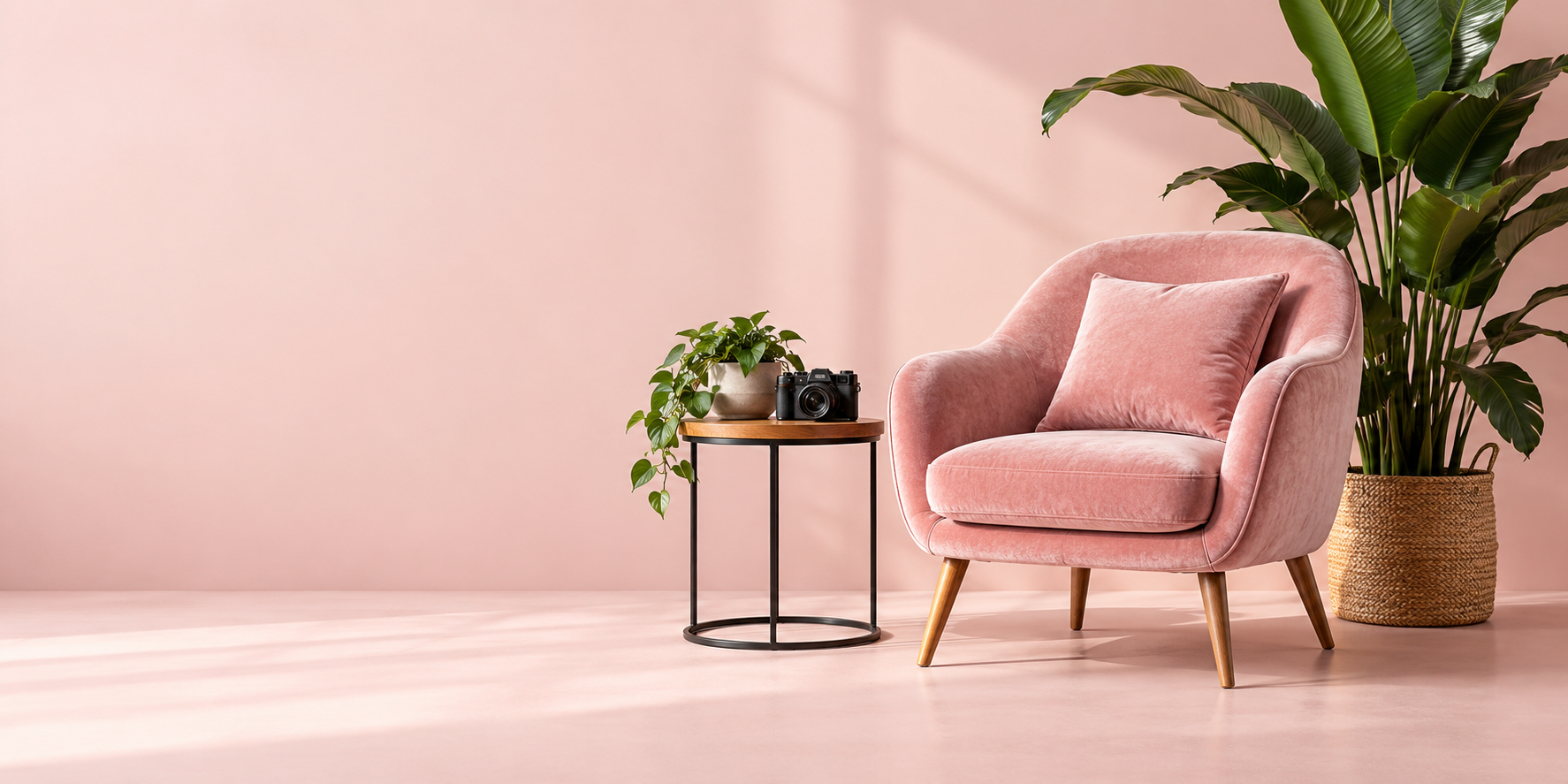 Pink chair and camera available on CutPrice